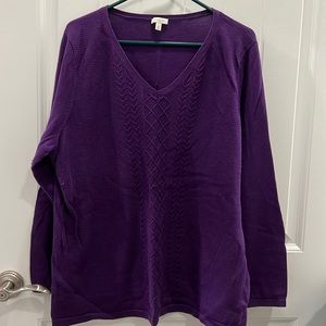 Talbots V Neck Sweater Size 2X Fall Purple